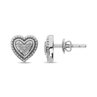 Thumbnail for Diamond Heart Earrings 1/20 ct tw in Sterling Silver