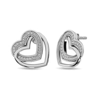 Thumbnail for Diamond Duel Heart Earrings 1/50 ct tw in Sterling Silver