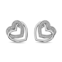 Thumbnail for Diamond Duel Heart Earrings 1/50 ct tw in Sterling Silver