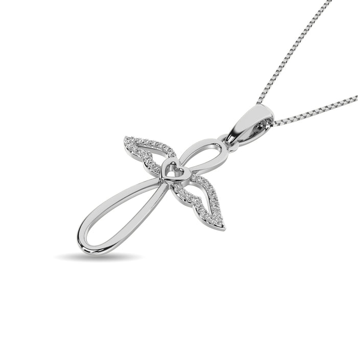 Diamond Cross Pendant 1/20 ct tw in Sterling Silver