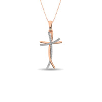 Thumbnail for Diamond Cross Pendant 1/10 ct tw in 10K Rose Gold