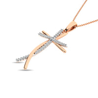 Thumbnail for Diamond Cross Pendant 1/10 ct tw in 10K Rose Gold