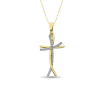 Thumbnail for Diamond Cross Pendant 1/10 ct tw in 10K Yellow Gold