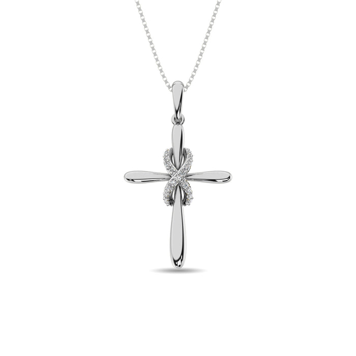 Diamond Cross Pendant 1/20 ct tw in 925 Sterling Silver