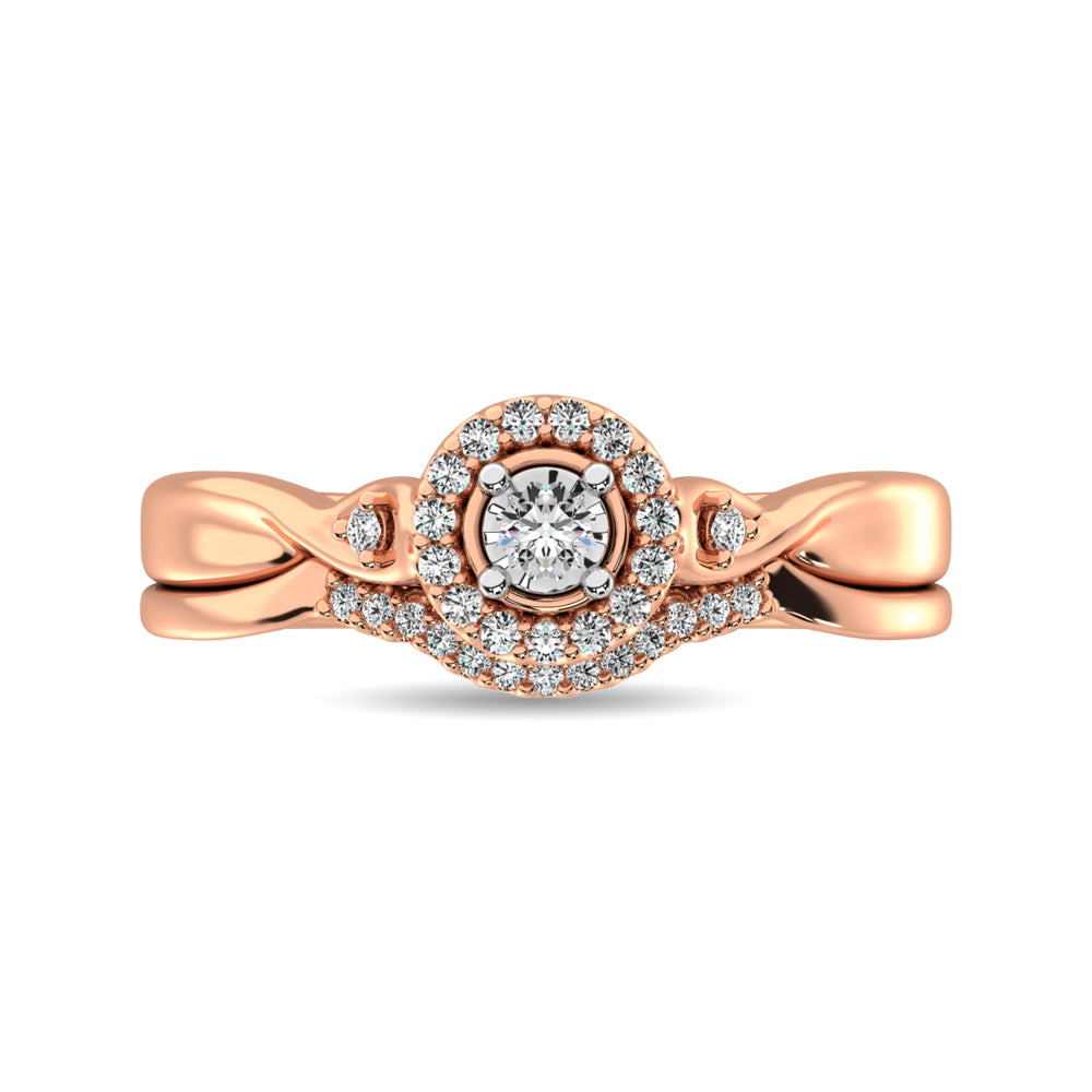 Diamond Bridal Ring 1/6 ct tw in Round-cut 10K Rose Gold