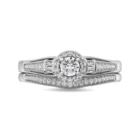 Thumbnail for Diamond Bridal Ring 1/4 ct tw in Round and Straight Baguette in 10K White Gold