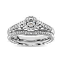 Thumbnail for Diamond Bridal Ring 1/4 ct tw in Round and Straight Baguette in 10K White Gold