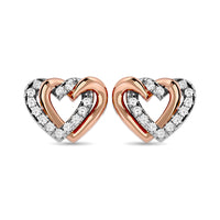 Thumbnail for Diamond Duel Heart earrings 1/6 ct tw in 10K Rose Gold