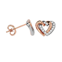 Thumbnail for Diamond Duel Heart earrings 1/6 ct tw in 10K Rose Gold