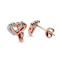 Thumbnail for Diamond Duel Heart earrings 1/6 ct tw in 10K Rose Gold
