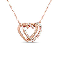 Thumbnail for Diamond Duel Heart Fashion Necklace 1/8 ct tw in 10K Rose Gold