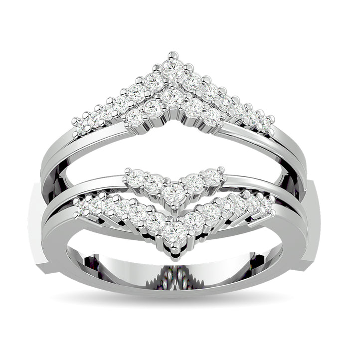 Diamond 1/3 ct tw Round Cut Guard Ring  in 10K White Gold