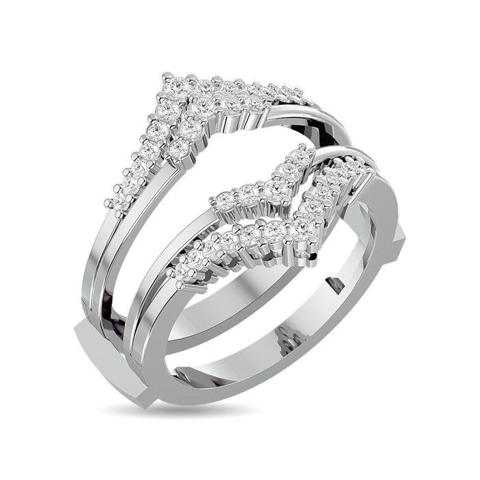 Diamond 1/3 ct tw Round Cut Guard Ring  in 10K White Gold