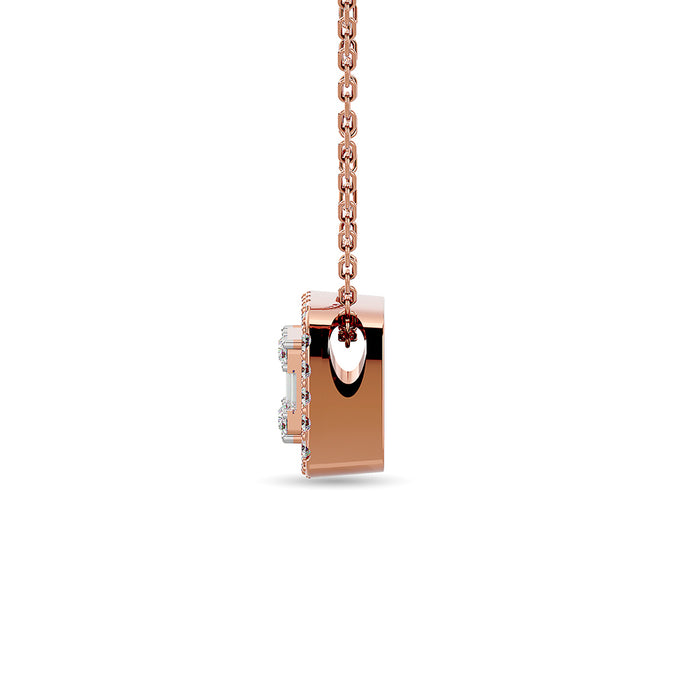 Diamond 1/4 Ct.Tw. Round and Baguette Fashion Pendant in 14K Rose Gold