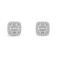 Thumbnail for Diamond 1/3 Ct.Tw. Round and Baguette Fashion Earrings in 14K White Gold