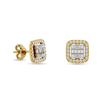 Thumbnail for Diamond 1/3 Ct.Tw. Round and Baguette Fashion Earrings in 14K Yellow Gold