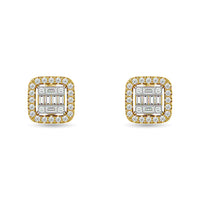 Thumbnail for Diamond 1/3 Ct.Tw. Round and Baguette Fashion Earrings in 14K Yellow Gold