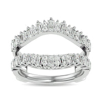 Thumbnail for Diamond 7/8 ct tw Round and Straight Baguette Guard Ring  in 14K White Gold