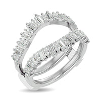 Thumbnail for Diamond 7/8 ct tw Round and Straight Baguette Guard Ring  in 14K White Gold