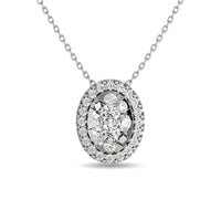 Thumbnail for Diamond 1/2 ct tw Oval Shape Cluster Pendant  in 14K White Gold