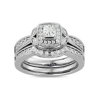 Thumbnail for Diamond 1/2 Ct.Tw. Round and Princess Bridal Ring in 14K White Gold