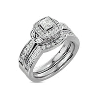 Thumbnail for Diamond 1/2 Ct.Tw. Round and Princess Bridal Ring in 14K White Gold