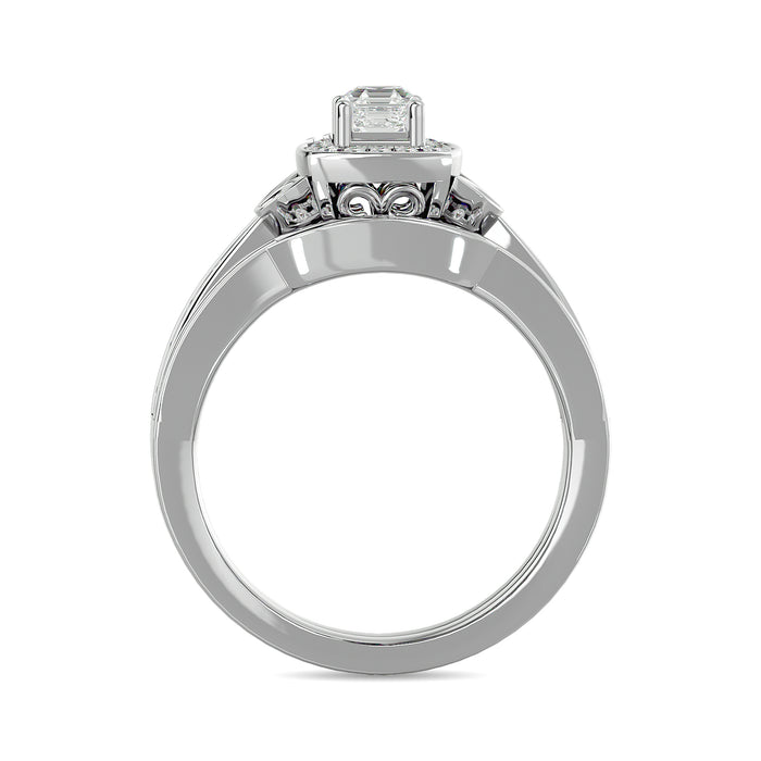 Diamond 1/2 Ct.Tw. Round and Princess Bridal Ring in 14K White Gold