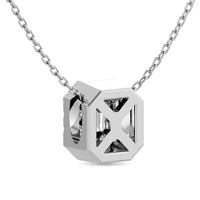 Thumbnail for Diamond Emerald Cut Single Halo Pendant 1/4 ct tw in 14K White Gold