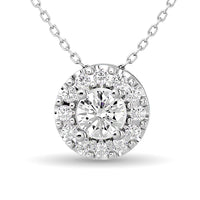 Thumbnail for Diamond Round Cut Single Halo Pendant 1/4 ct tw in 14K White Gold