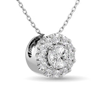 Thumbnail for Diamond Round Cut Single Halo Pendant 1/4 ct tw in 14K White Gold