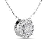 Thumbnail for Diamond Oval Cut Single Halo Pendant 1/4 ct tw in 14K White Gold