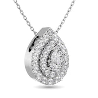Thumbnail for Diamond Pear Cut Double Halo Pendant 3/8 ct tw in 14K White Gold