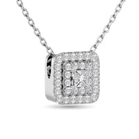 Thumbnail for Diamond Princess Cut Double Halo Pendant 3/8 ct tw in 14K White Gold