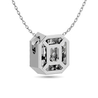 Thumbnail for Diamond Emerald Cut Double Halo Pendant 3/8 ct tw in 14K White Gold