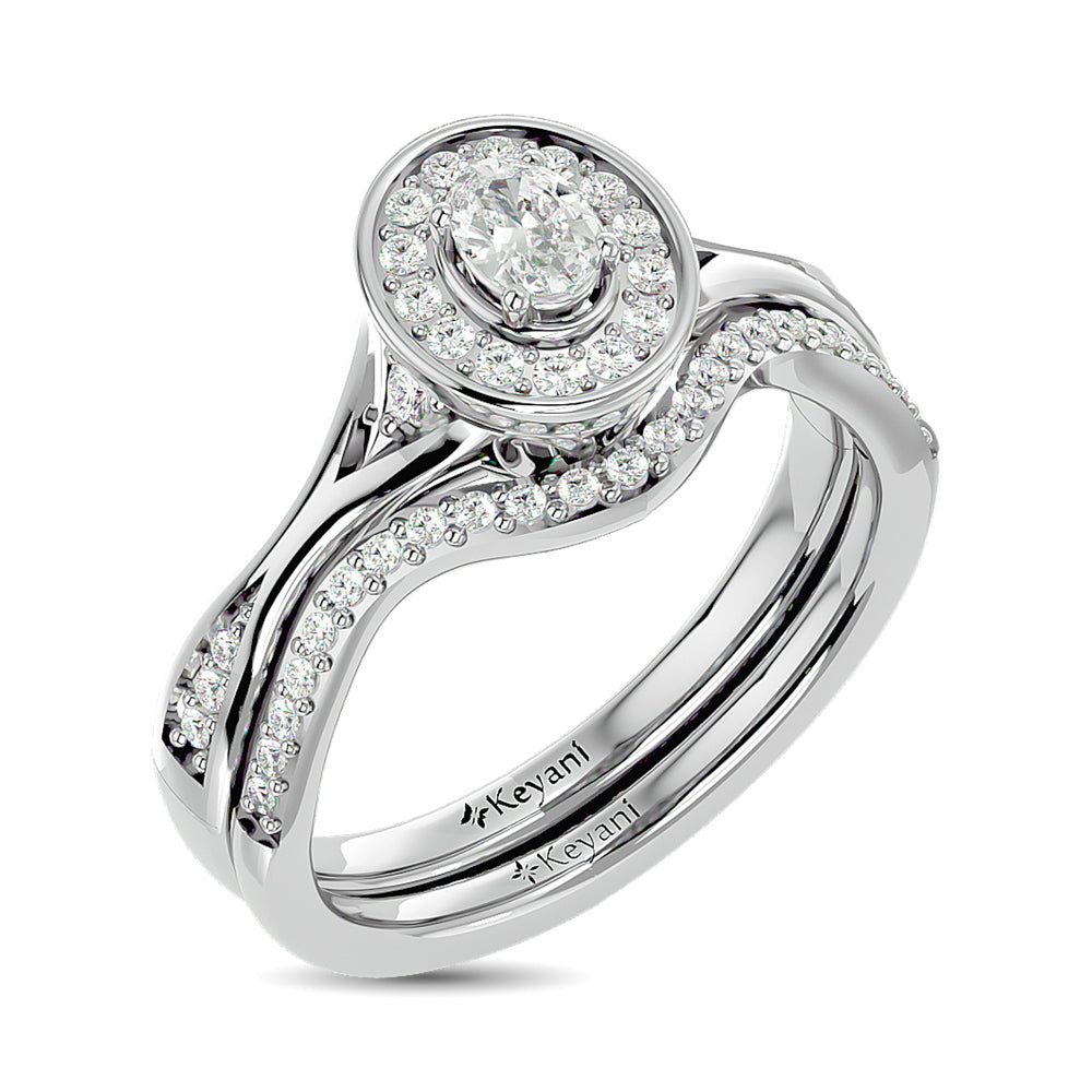 Diamond 1/2 Ct.Tw. Oval Cut Bridal Ring in 14K White Gold