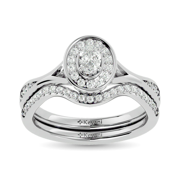 Diamond 1/2 Ct.Tw. Oval Cut Bridal Ring in 14K White Gold