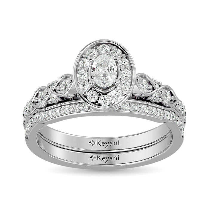 Diamond 5/8 Ct.Tw. Oval Cut Bridal Ring in 14K White Gold