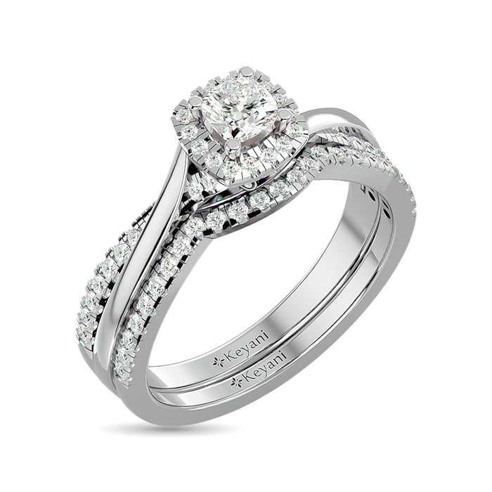 Diamond 5/8 Ct.Tw. Oval Cut Bridal Ring in 14K White Gold