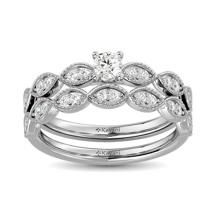 Diamond 1/2 Ct.Tw. Round Cut Bridal Ring in 14K White Gold