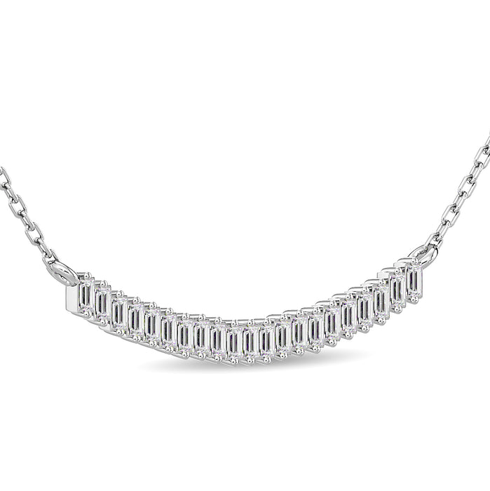 Diamond 1/6 Ct.Tw. Baguette Fashion Necklace in 14K White Gold