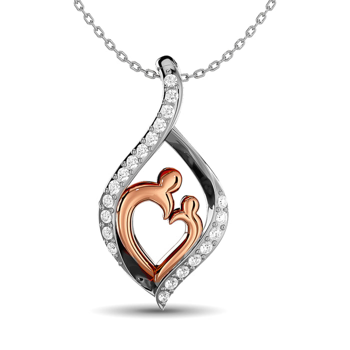 Diamond 1/8 ct tw Mom Pendant  in 10K White Gold