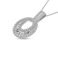 Thumbnail for Diamond 5/8 Ct.Tw. Round and Baguette Fashion Pendant in 14K White Gold