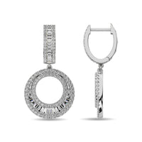 Thumbnail for Diamond 1 Ct.Tw. Round and Baguette Hoop Earrings in 14K White Gold