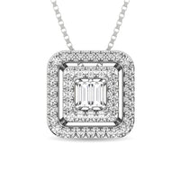 Thumbnail for Diamond 1/4 Ct.Tw. Round and Baguette Fashion Pendant in 10K White Gold
