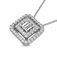 Thumbnail for Diamond 1/4 Ct.Tw. Round and Baguette Fashion Pendant in 10K White Gold