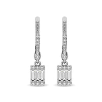 Thumbnail for Diamond 1/3 Ct.Tw. Round and Baguette Hoop Earrings in 14K White Gold