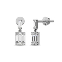 Thumbnail for Diamond 1/4 Ct.Tw. Round and Baguette Fashion Earrings in 14K White Gold
