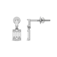 Thumbnail for Diamond 1/4 Ct.Tw. Round and Baguette Fashion Earrings in 14K White Gold