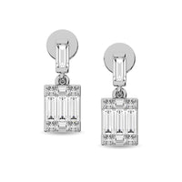 Thumbnail for Diamond 1/4 Ct.Tw. Round and Baguette Fashion Earrings in 14K White Gold