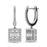 Thumbnail for Diamond 1/2 Ct.Tw. Round and Baguette Fashion Earrings in 14K White Gold